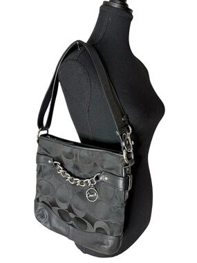 COACH Black Optic Signature C Chain Convertible Crossbody Shoulder Bag F19730